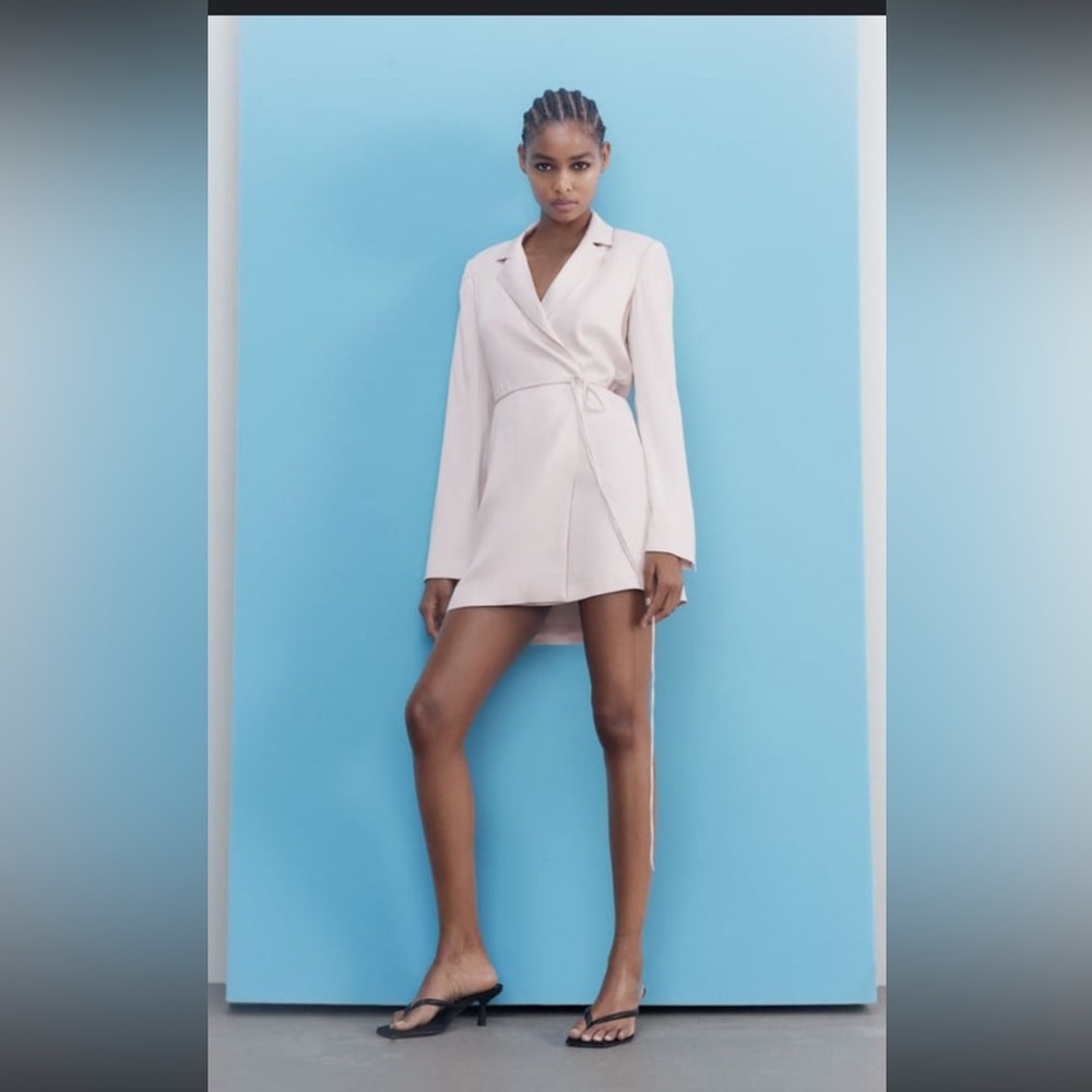 Zara Cream Mini Wrap Dress